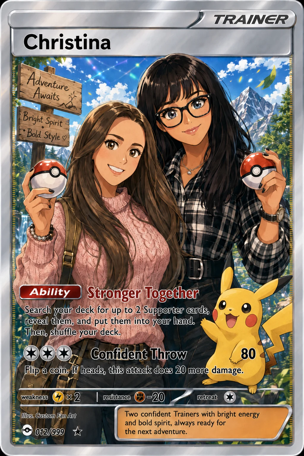 Personalised Vaultd trainer artwork featuring two people together with their chosen companion
